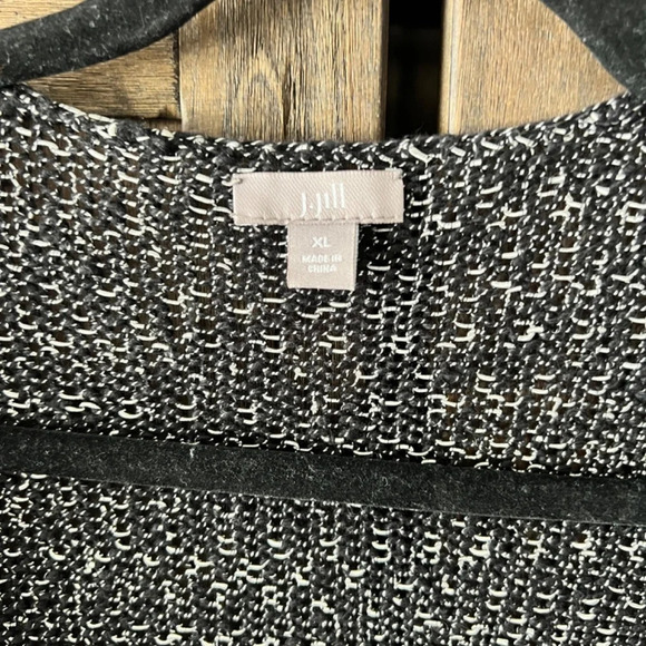 EUC J. Jill Open Front Cardigan Speckled Black/White Size XL - Picture 3 of 5